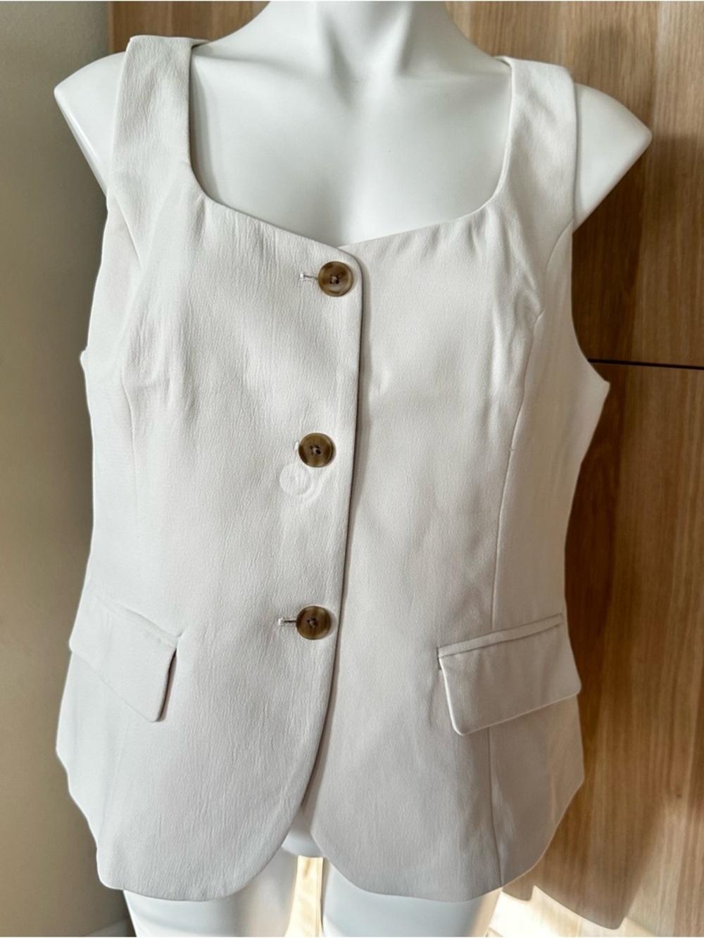 a new day Cream Button-Front Vest Size L